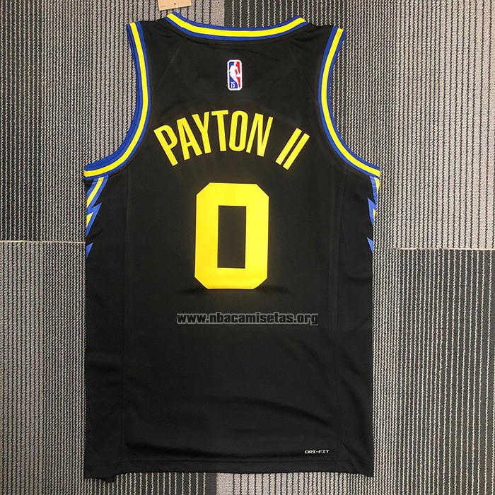 Camiseta Golden State Warriors Gary Payton II NO 0 Ciudad 2021-22 Negro